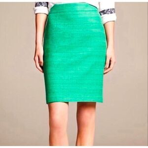 Banana Republic Woven Emerald Green Pencil Skirt 6